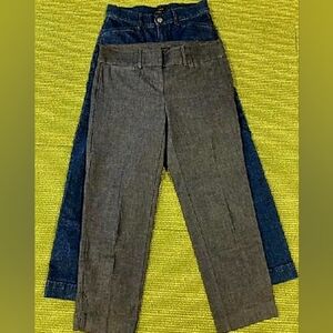 2 Pairs of Ann Taylor Dark Blue Denim Capris Jeans with High Waist